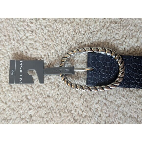 NWT Lane Bryant Navy Blue Textured Belt w/ Silver Buckle Sz 22/24 3XL main image 5